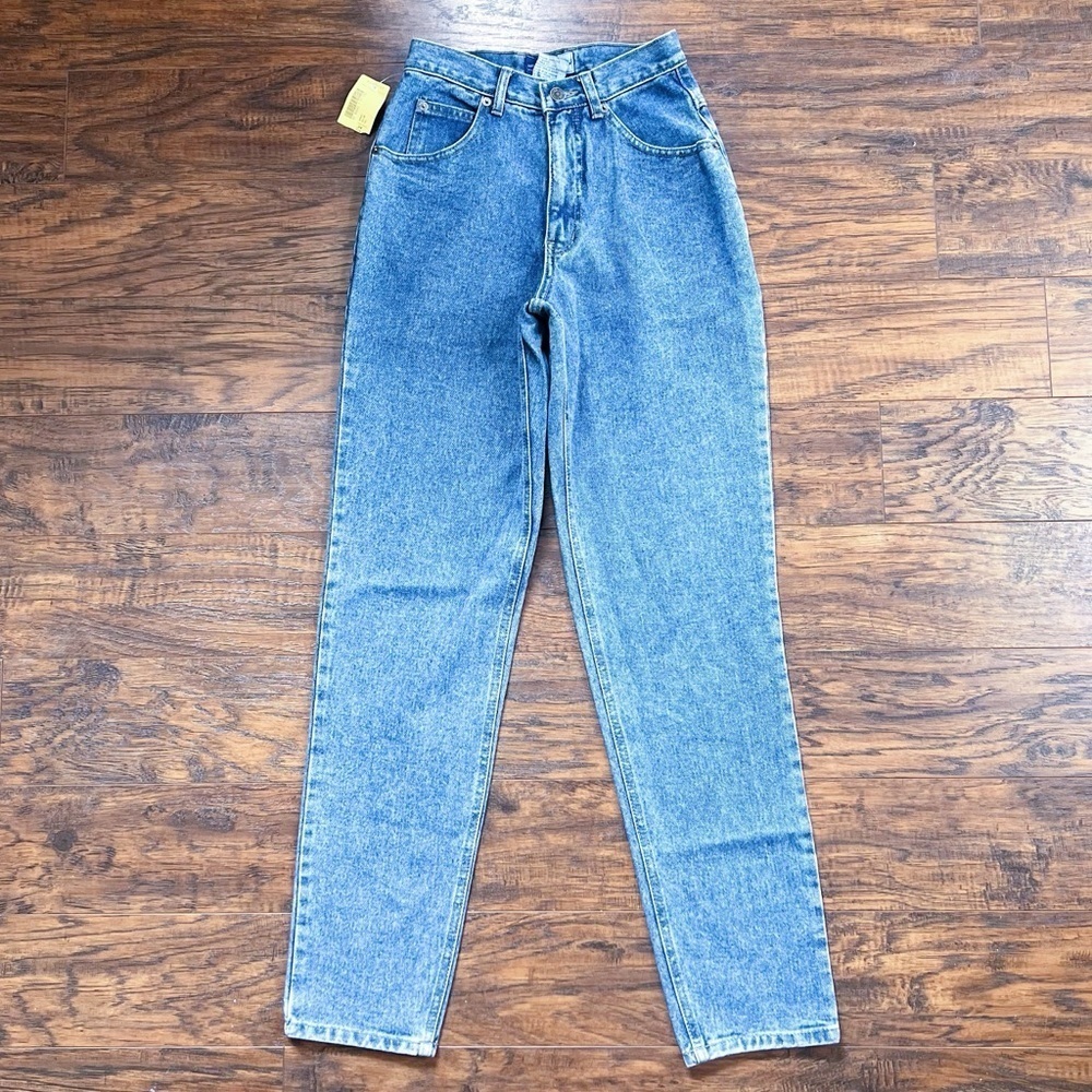 vintage • 90s deadstock mom jeans high rise slim tapered leg 100% cotton denim